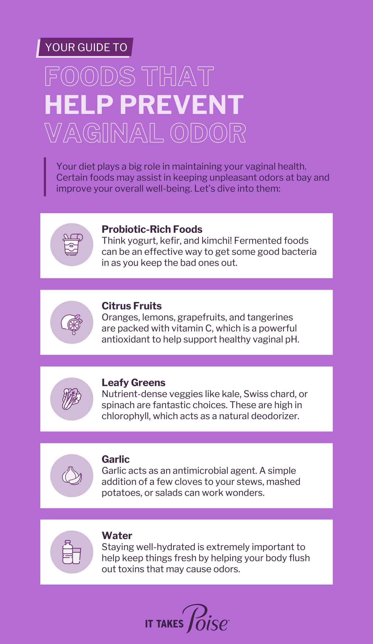 Foods that prevent vaginal odor infographic
